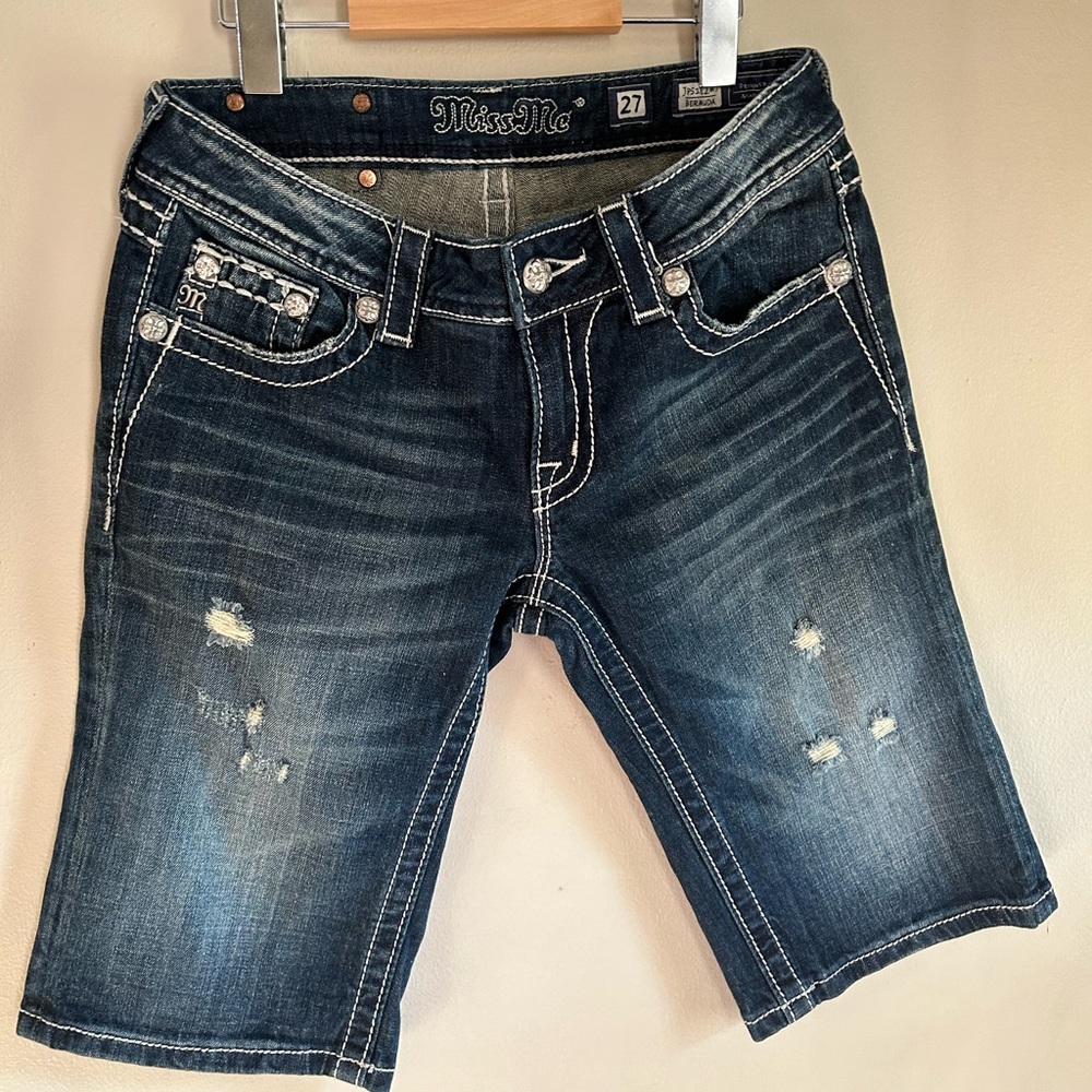 Miss Me Bermuda Jorts in Dark Wash